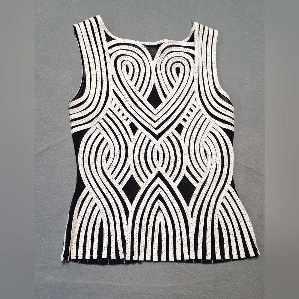 Alexandra Rosati Chic Black and White Patterned Women's Blouse Sise 6 PTP 18 - Picture 4 of 6